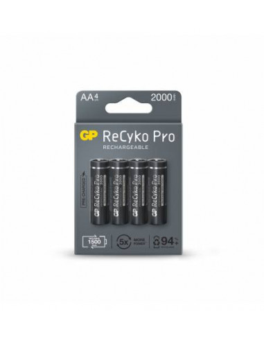 Pack de 4 piles rechargeables GP ReCyko 2100mAh 1.2v AAA