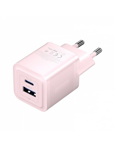 Chargeur telephone 2 ports USB-A USB-C 30W chaque charge rapide ROSE