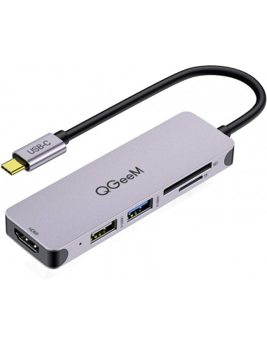 Adaptateur USB-C vers HDMI USB2.0 USB3.0 lect de cartes memoire