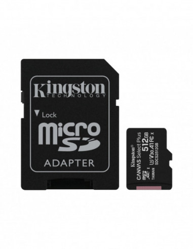 SD MICRO 512go SDXC KINGSTON SDCS2/512 Go 100mb/s avec adap CLASS10