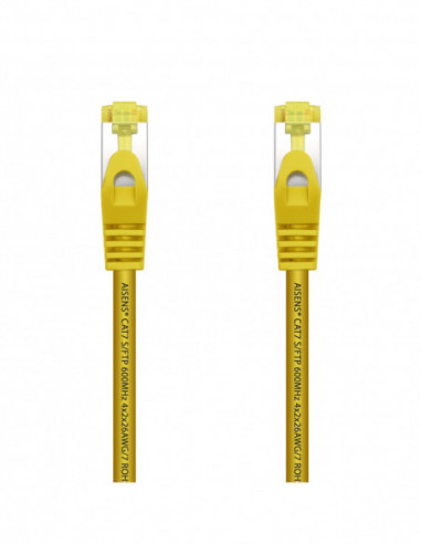 Cable RJ45 Droit LSZH  S.FTP PIMF AWG26 600mhz cat 7  1m JAUNE