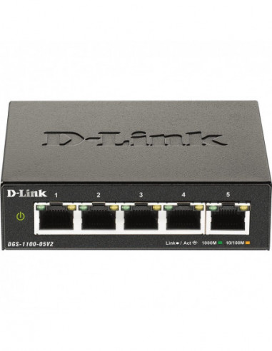 Switch 5 ports 10/100/1000 D-LINK DGS-1100-05 v2 semi manageable L2