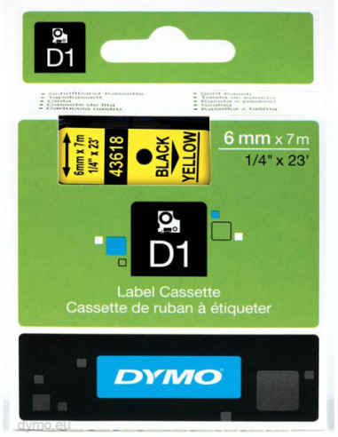 Dymo D1 - ruban d'étiquettes autocollantes - 19 mm x 7 m S0720890 noir fond vert