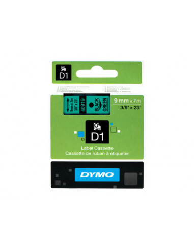 Dymo D1 - ruban d'étiquettes autocollantes - 9 mm x 7 m S0720740 noir fond vert