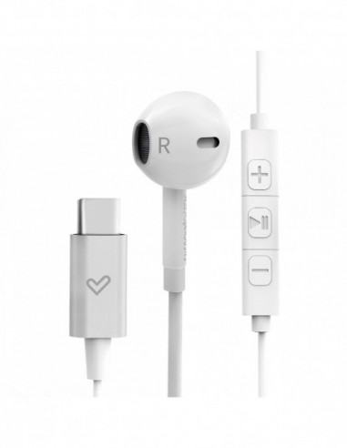 Ecouteur micro intra auriculaire filaire USB-C blanc