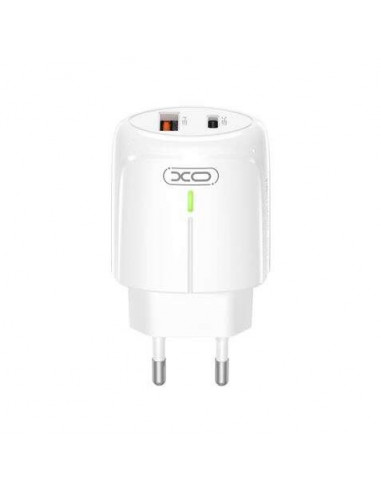 Chargeur secteur 18W max 5V 3.0A USB-C + USB-A  Blanc