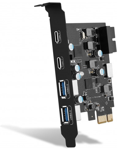 Carte PCI Express vers USB3.0 2 ports et USB-C 2 ports + ports internes