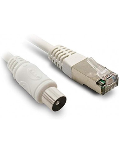 Cable RJ45 vers antenne Coaxial 9.5mm TV 2m