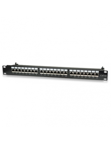 Panneau de brassage noir 19 1U 24 ports cat6A FTP equipe FTP