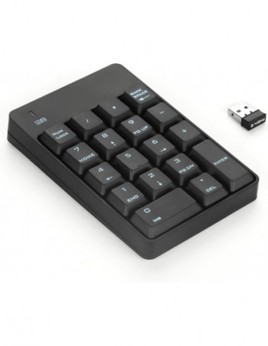 Pave numerique usb SANS FIL 2.4g noir 22 touches