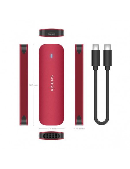 Boitier M.2 SSD NVMe  vers  usb-c  3.2 -ROUGE - adapt USB VERS USB-C en option-