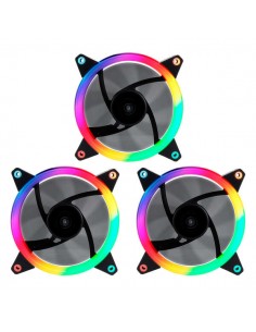 PACK de 3 ventilateurs noirs 120mm avec switch  ARGB UNYKA