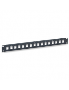 Panneau de brassage  16 emplacements rj45 nu noir 19 1U