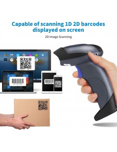 Douchette lecteur code barre QR code sans fil avec support 2