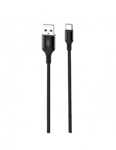 Cable USB  vers USB-C noir 2.4A tressé 1m