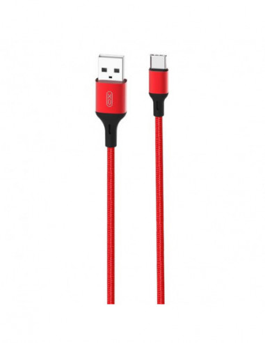 Cable USB vers USB-C rouge 2.4A tressé 1m