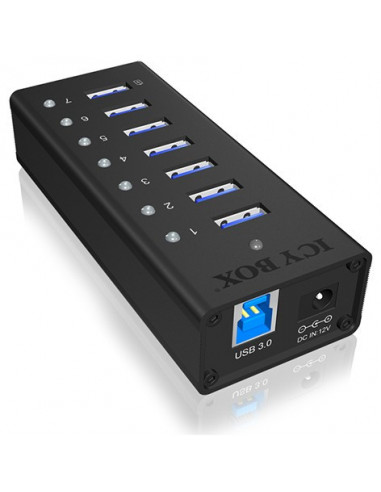 Hub USB 3.0 7 ports ICY BOX noir avec alimentation